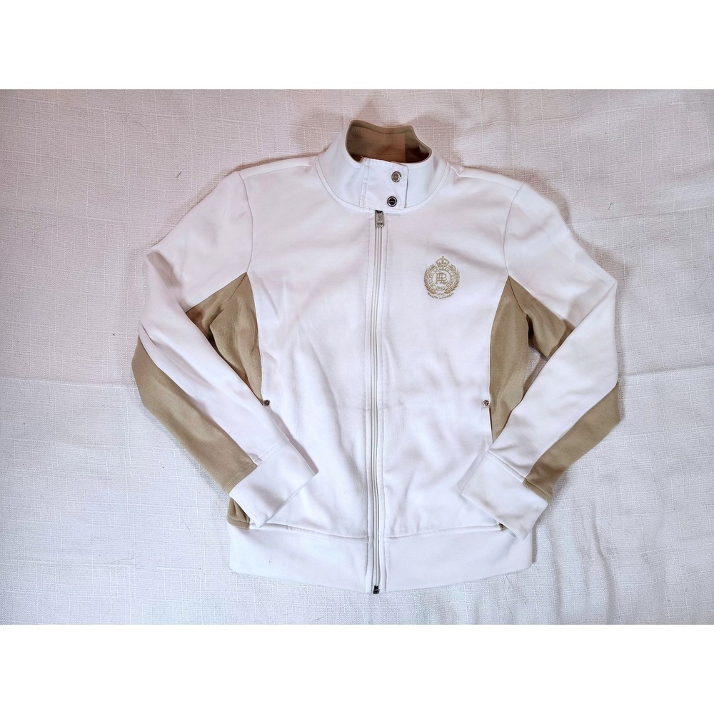 Lauren Active Ralph Lauren Full Zip Track Jacket White Tan Colorblock Petite M